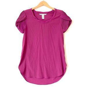 Diane von Furstenberg Womens Short Puff Sleeve Top